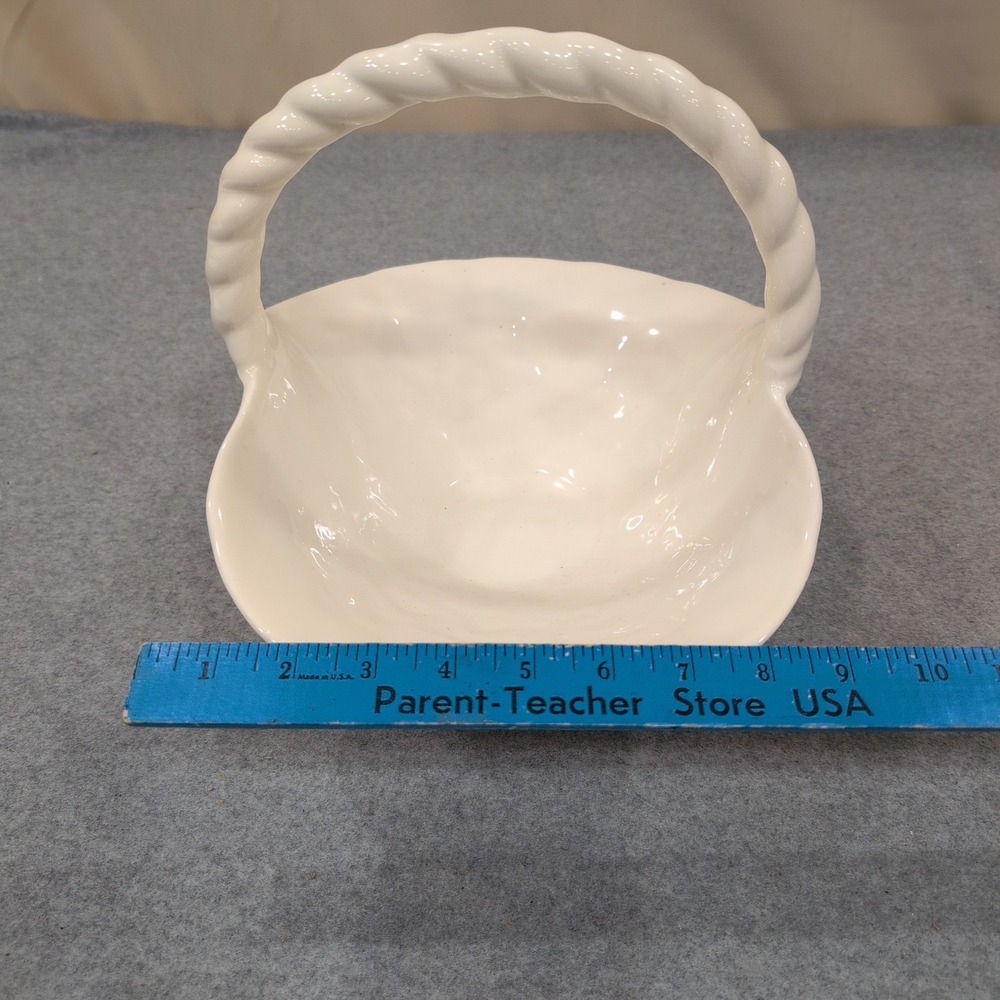 Indiana Glass White Milk Glass Fruit Basket Twisted Handle Harvest Grapes Bowl - Picture 7 of 8